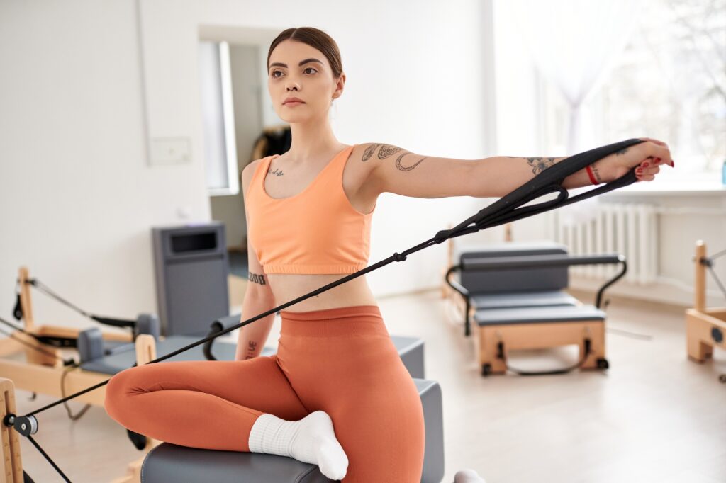 Flexing Grace: Woman Strength Training With a Resistance Band